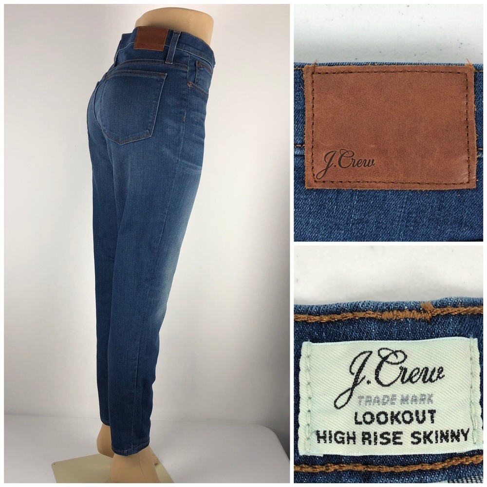J Crew Womens 30 X 29 Jeans Lookout High Rise Skinny Cotton Blend Stretch Button